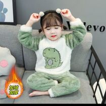 Autumn winter clothes Childrens suit thickened with velvet flannel boy girl baby girls winter style foreign air two pieces