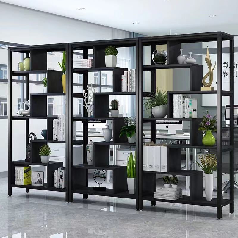 Simple bookshelf shelf living room entrance floor partition flower rack office display shelf wrought iron