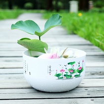 Large imitation ceramic resin thickened non-porous water lily lotus pot thickened hydroponic bowl lotus Chinese style plastic flower pot