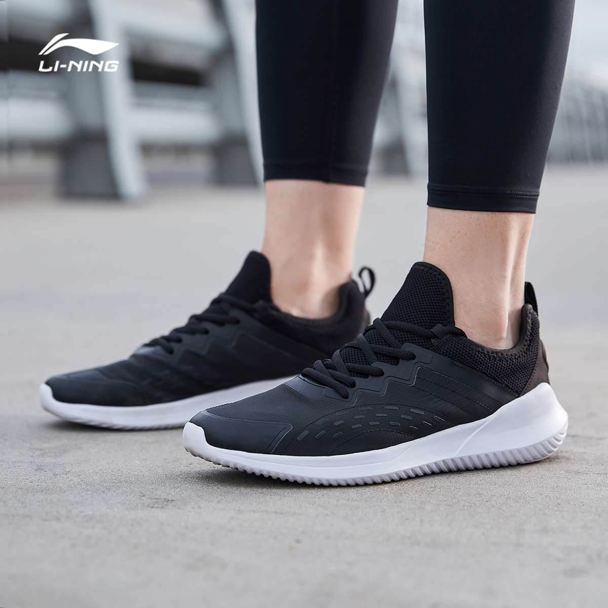 Li Ning Running Shoes Men's Shoes Spring Summer Official Shock Absorbing Breathable Net Face Black Casual Running Shoes Sports Shoes