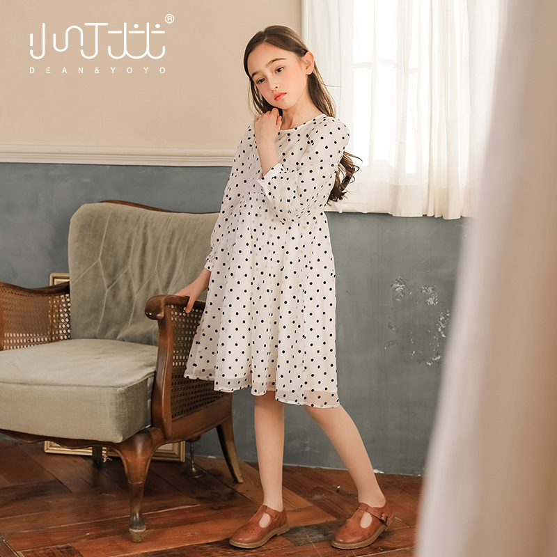 Girl Ocean Dress Glass Yarn New 2022 Spring Dress Foreign Pie Trendy Children Princess Dress CUHK Child Polo Dot Dresses