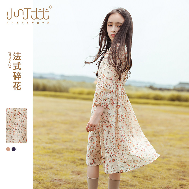 Girl Foreign Dress Shatt Flowers 2022 Spring Dress New Foreign Pie Children Snowspun Dresses CUHK Boy Princess Dresses Waist Season