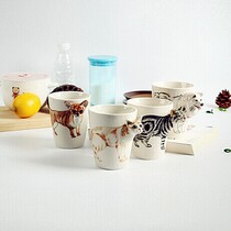 3D Stereomorphic Pure Hand Painted Cartoon Animal Ceramic Cups Creative Coffee Cup White Porcelain Pure Handmade Wangs Marke Cup