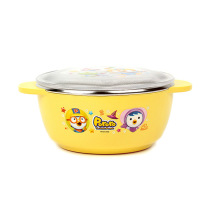 South Koreas Baxter pororo Lele childrens rice bowl double ear with lid stainless steel sealed bowl insulated bento box