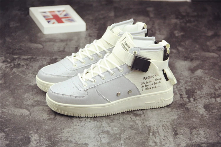 Ins giày siêu cháy Giày nam mùa hè thoáng khí giày vải xu hướng Harajuku cao để giúp giày nam trắng giản dị giày sneaker