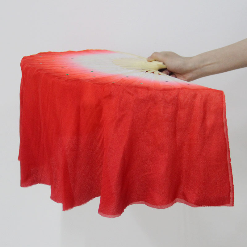 Dance fan with long head shaking silk double-sided fan 1 foot Jiaozhou Yangko fan Caiyun fan gradient left and right hands