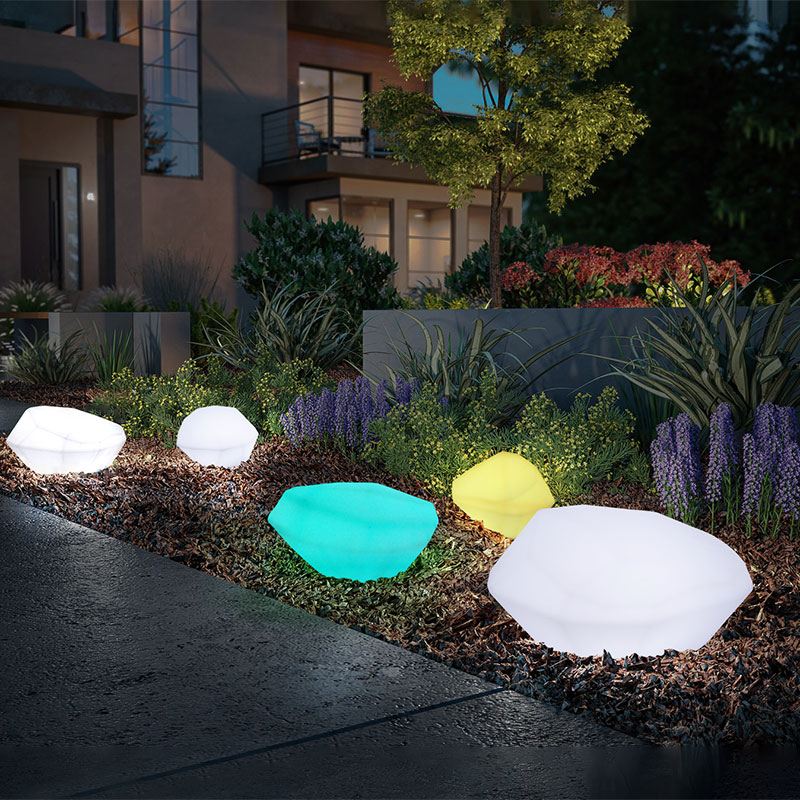 Outdoor solar lawn rock courtyard waterproof shining stone furnishing shaped color lamp