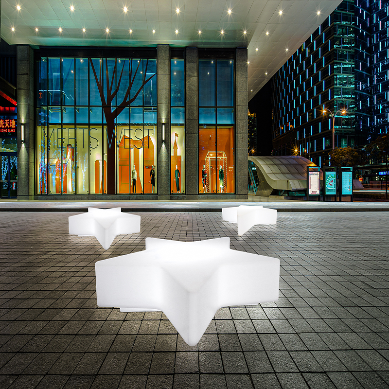 Outdoor waterproof LED light-emitting five-pointed star stool residential courtyard park square public area creative rest stool