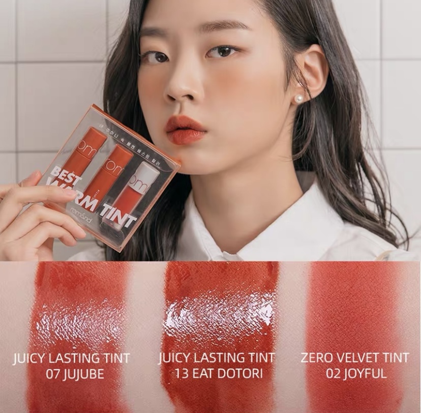 Knock for the Korean romand mini mini - mini lip glaze suit new small set of fruit juice moisturizes the velvet