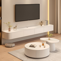 Solid wood suspended TV cabinet simple modern suspended living room household small apartment suspended slate coffee table TV cabinet