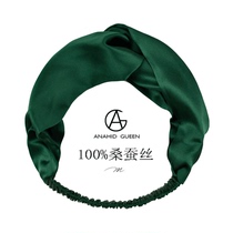 New product ins silk face wash headband womens mulberry silk wide-brimmed headband face wash Internet celebrity hair hoop retro style silk