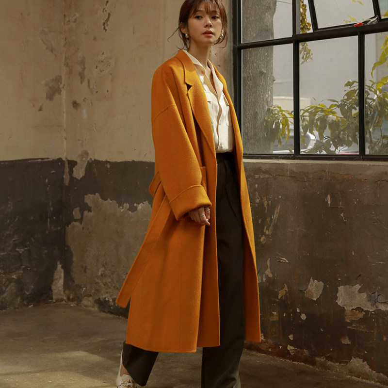 Kashi Mo Kahima 2022 autumn and winter high-end double-sided pure cashmere wool, long version of jacket female windsuit