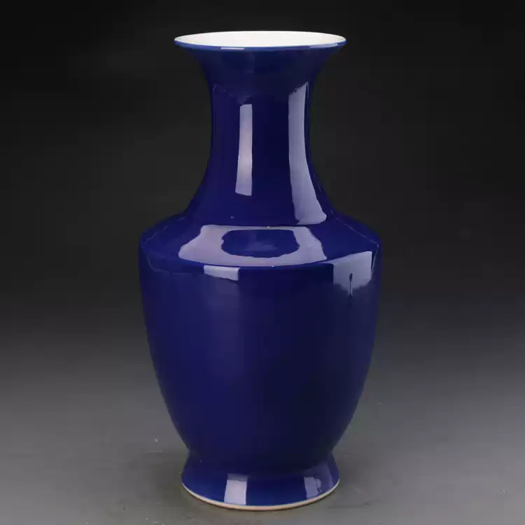 清代手工绘画青花山水人物纹花篮瓶复古摆设做旧仿古瓷收藏古玩