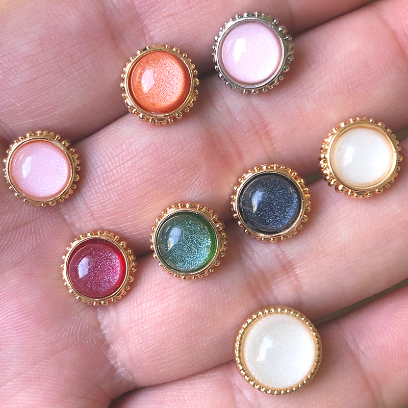 Metal button Oval High Quality Snowspun Shirt Collar Shirt Collar Blouse Blouse Blouse Blouse Gold Star Sky color Colorful Delicacy