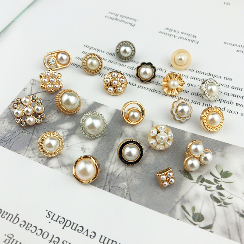 Metal Shirt Versatile Cardigan Children's Button Universal Chiffon Korean Shirt Decorated Round Pearl Button Exquisite - Taobao