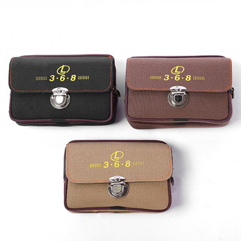 Outdoor men's canvas vertical double zipper mobile phone bag