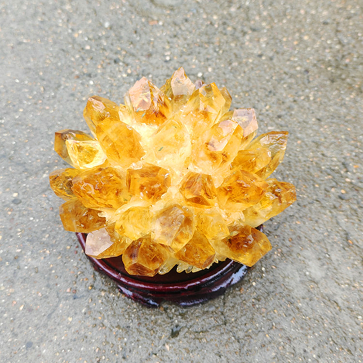 Natural Yellow Crystal Cluster Ornament, Yellow and White Crystal Raw Stone, Ghost Crystal for Demagnetization, Purification, and Radiation Protection, Living Room Ornament, Gift