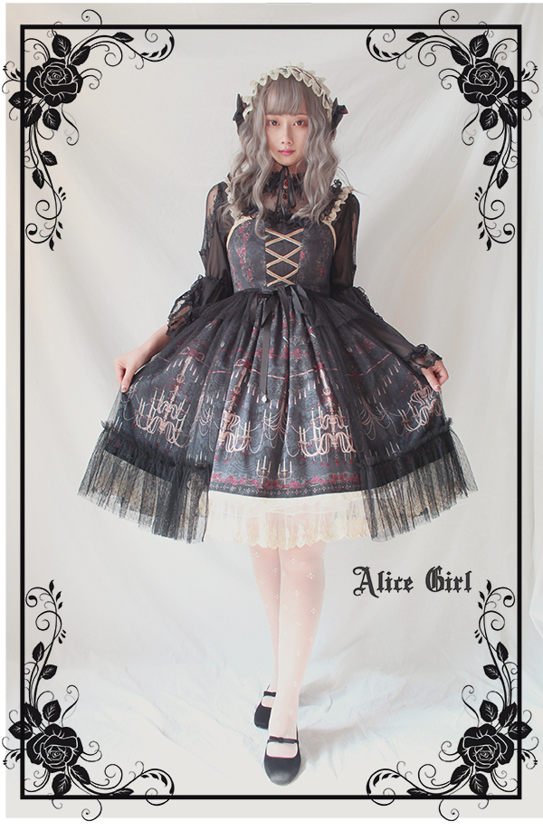 Alice cô gái gốc new Lolita chandelier xử lý ren xù bow jsk dây đeo ăn mặc đầm body dự tiệc