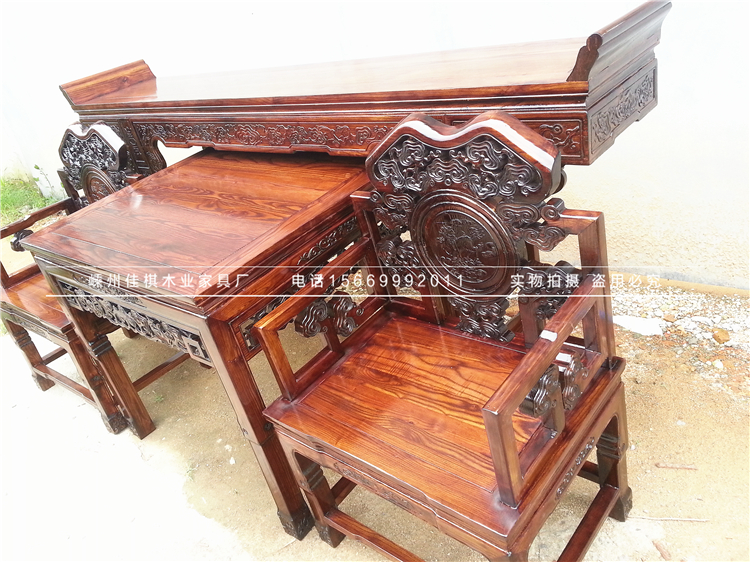 Đồ nội thất cổ ở giữa bộ bốn mảnh gồm sáu bộ cho bàn Bàn phật bàn phật gỗ vững chắc Ghế Taishi Elm Eight Bất tử bàn - Bàn / Bàn bàn thờ gỗ