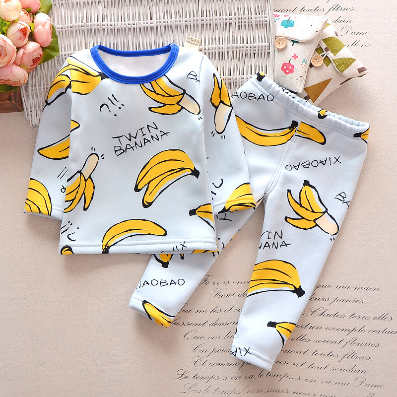 Bộ đồ lót bé trai bằng nhung nhiệt 1-3 tuổi 5 bé gái 2-4 quần áo mùa thu cho bé bộ đồ ngủ dày đồ bộ cotton cho bé gái