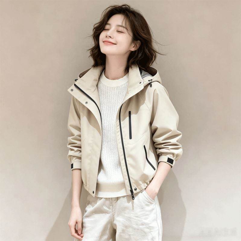 Women's Short Jacket 2026 New Autumn Fashion Stylish Petite Cardigan Hooded Jacket Trendy Top