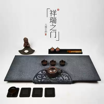 Handmade natural stone tea tray Kung Fu tea set Black gold stone Black gold stone tea tray Drainage tea sea tea tray