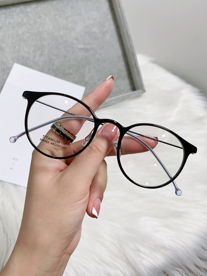 Ultra-light myopic glasses frames for women can be equipped with degree astigmatism black frames Korean style artistic ultra-light round frames for square and round faces