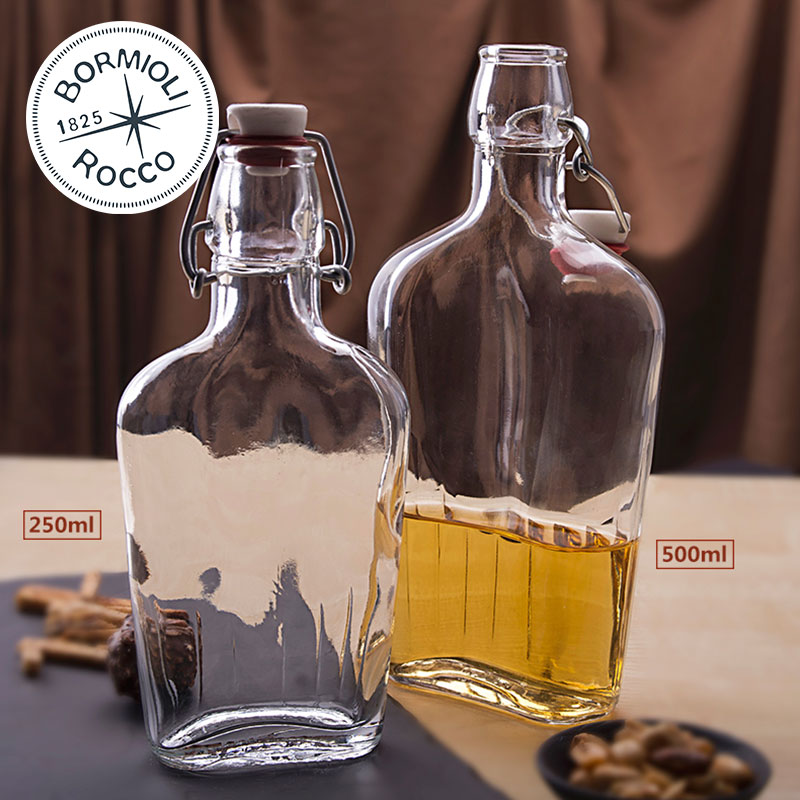bormioli rocco imported lead-free glass empty wine bottle with lid transparent white wine red wine rice wine bottle fruit wine