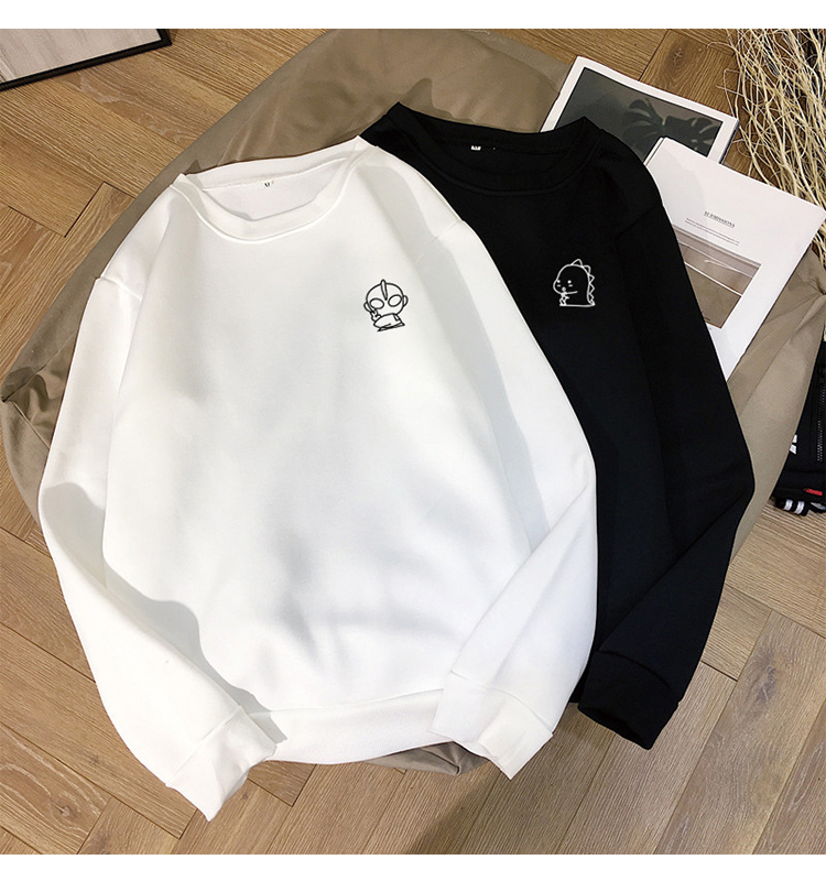 Bản gốc Altman Little Monster Lovers Sweater phiên bản Hàn Quốc Phim hoạt hình lỏng lẻo Đàn ông và phụ nữ Mùa thu và mùa đông Vòng cổ cho học sinh áo thun nam có cổ