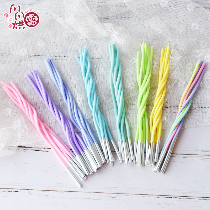 Net Red Metallic Pearlescent Spiral Candle Birthday Cake Decoration Color Creative Candle Children's Party 6pcs