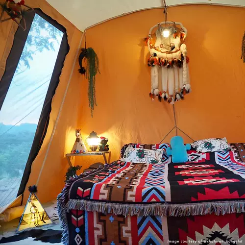 American Springbar Family Camper Camper Spring Tent 8 человек на улице