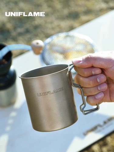 Япония Uniflame Outdoor Titanium Cup Camping Ultra -Light Portable Foldable Mug Одиночная кофейная чаша