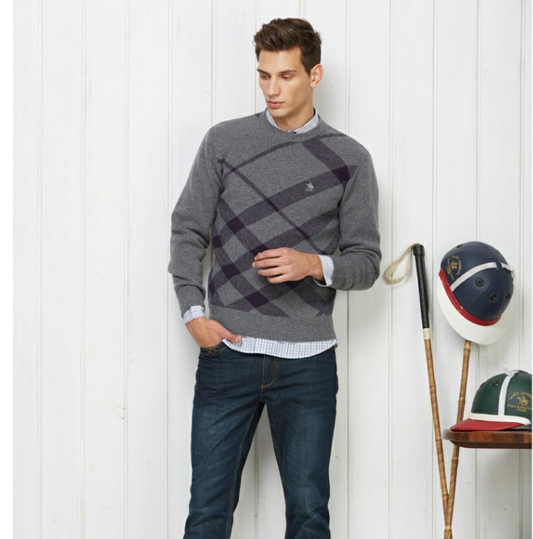 Áo len nam chất lượng của St. Paul mùa thu và mùa đông len mới + áo len cashmere pha trộn áo len giản dị cổ tròn - Áo len Cashmere shop áo thun nam