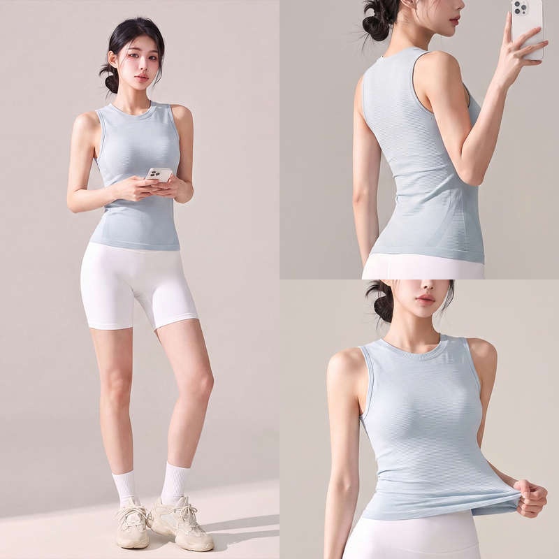 Summer Women's Yoga Sports Sleeveless Top, Slim Fit, Thin, Quick-Drying Vest, Pilates Training Fitness Vest Summer Women's Yoga Sports Sleeveless Top, Slim Fit, Thin, Quick-Drying Vest, Pilates Training Fitness Vest