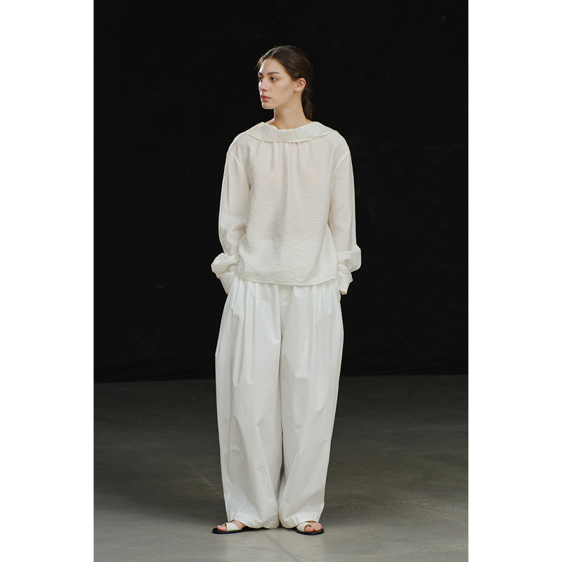 Maou Create 13 Pearlescent Mulberry Silk Three-Way Collar Versatile Multi-Style White Ribbon Shirt for Women