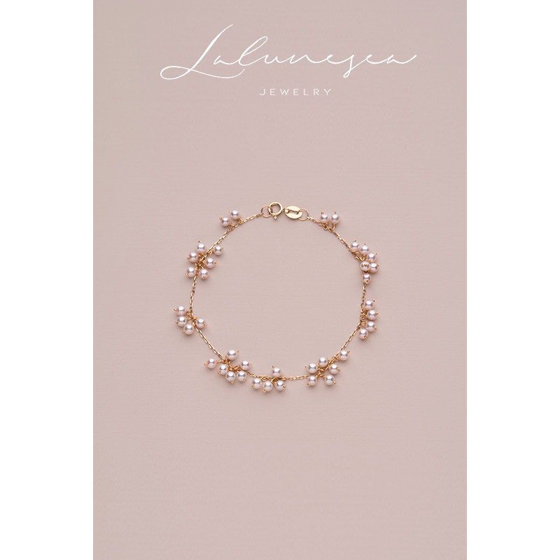 The moon is the sea small grape bracelet 18k gold aurora minibaby pearl fairy bracelet