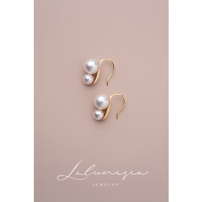 The Moon is the Sea Twins 18K Gold Intellectual Elegance Light Niche Selected Aurora Freshwater Pearl Earrings Earhooks