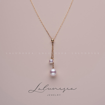 Moon is the sea · 18K gold Aurora freshwater mirror shiny beads adjustable temperament choker female size beads necklace