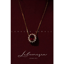 The Moon is the sea · rose Majesty rupees red treasure tourmaline necklace 18K gold diamond gift New year gift