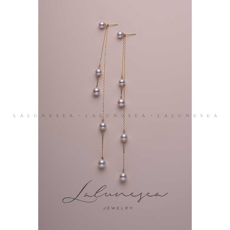 月亮是海珍珠风铃18k金年新款潮极光淡水珍珠长款耳线耳链女