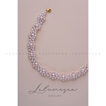 The Moon is the sea · oil painting Girl Flower Sea heavy industry to create a light luxury minority Aurora freshwater pearl neck chain female necklace