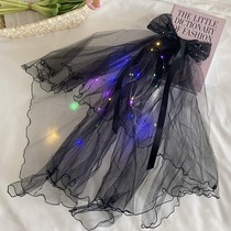 Black wedding veil lace hair accessories Halloween decorative hairpins mesh bow hair accessories hairpin accessories