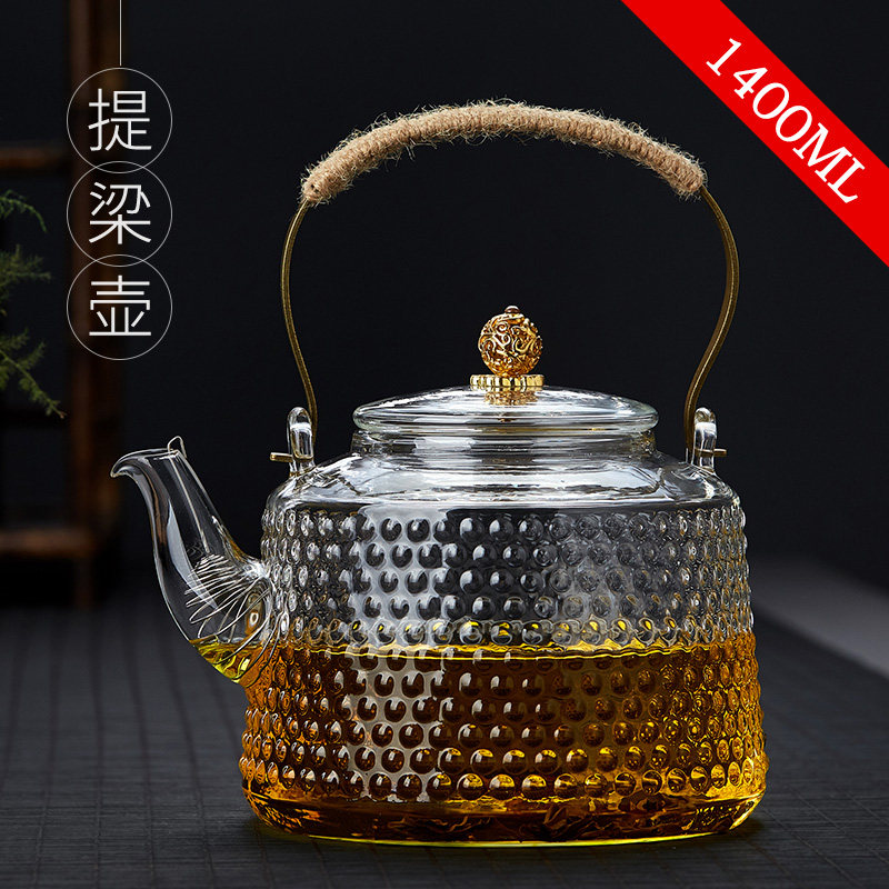 Glass-fired kettle black crystal stove cooking teapot heat-resistant teapot high-temperature-resistant kung fu cooking tea instrumental Ti-beam teapot