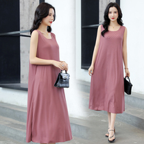2022 New Summer Ice Silk Dress Woman With Big Code Slim Pyjamas Sleeping Dress Fashion Over Kneecap Wearing Pyjamas