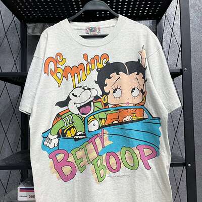 220 grams heavy and impermeable! Miss Betty pattern T-shirt, round-neck short-sleeved trendy brand, anime style, street niche