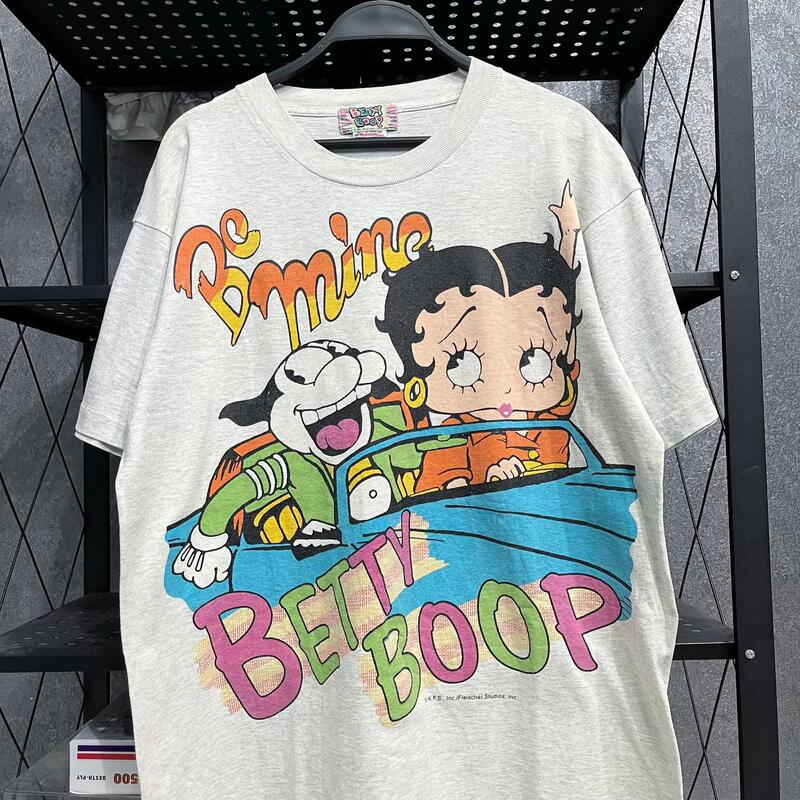 220g Heavyweight, Non-See-Through! Miss Betty Pattern T-Shirt, Round Neck, Short Sleeves, Trendy Brand, Anime Style, Street Niche
