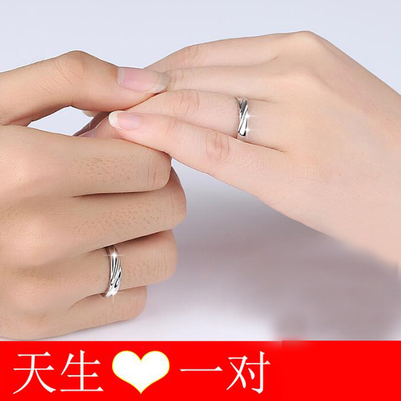 999 pure silver ring minimalist opening male and female couples to ring to girlfriend wife's birthday 520 Valentine's Day gift woman