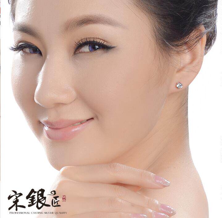 Sterling silver stud earrings female S925 Japanese and Korean silver earrings earrings send girlfriend wife birthday Valentine's Day birthday gift