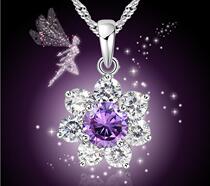 Sterling silver necklace girl choker Net red crystal pendant to send girlfriend wife birthday Valentines Day Valentines Day gift