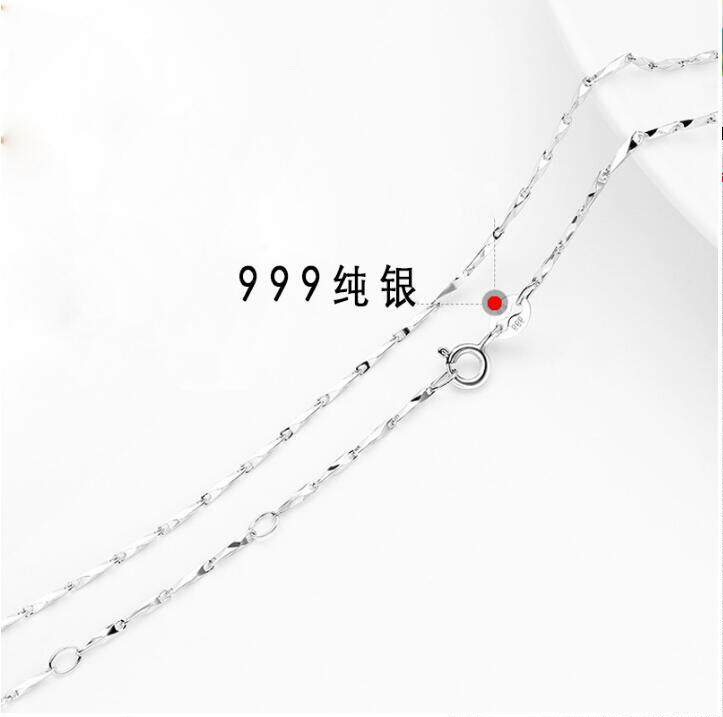 S999 pure silver necklace with female lock bone chain sub-Japan-Japan brief foot silver ornament adjustable naked chain without pendant foot silver chain